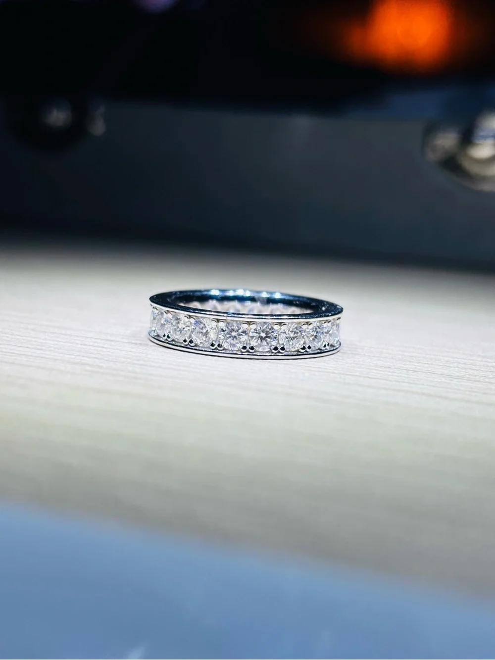 Solid 925 Sterling Silver VVS Moissanite Eternity Band - Picture 5 of 11